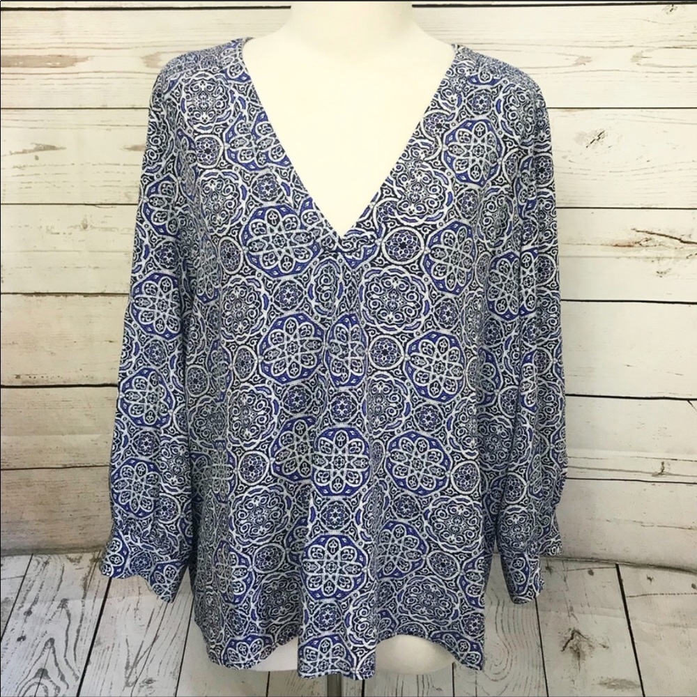 Joie Aceline Silk Smocked Popover Blouse Sz Large
